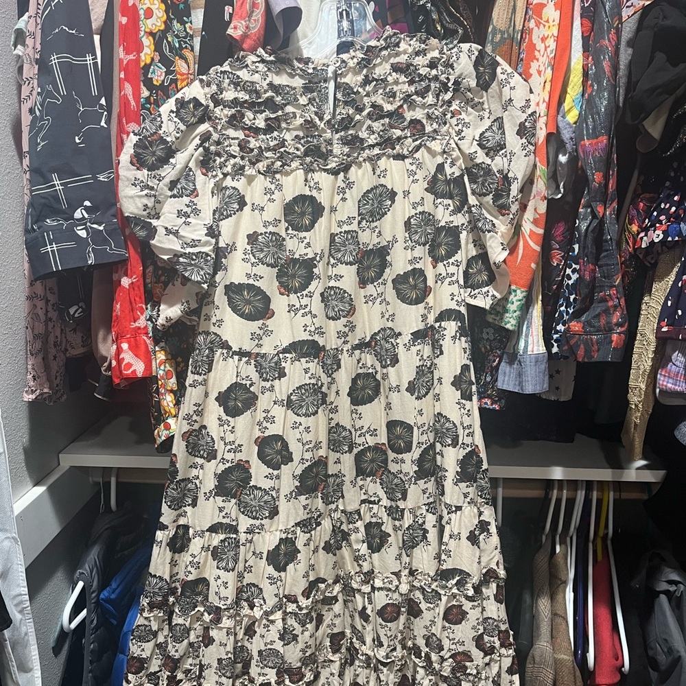 Ulla Johnson Cream and Black Floral Dress - Picture 7 of 13